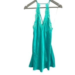 Victoria's Secret Green Lace Trim Slip Dress size Medium